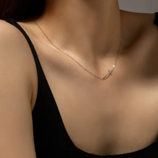 Chic Chain Sideways Cross Necklace