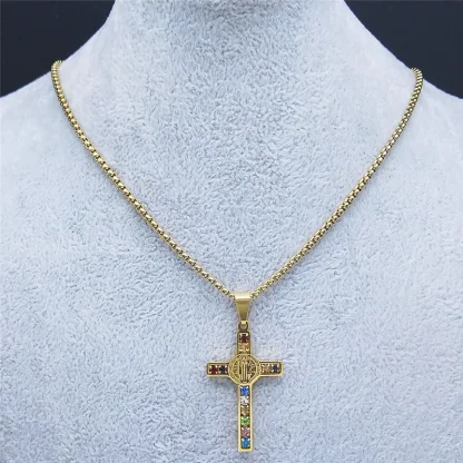 Colorful Luxury Cross Necklace - Image 5