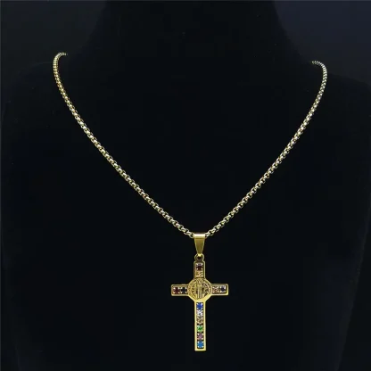 Colorful Luxury Cross Necklace - Image 3