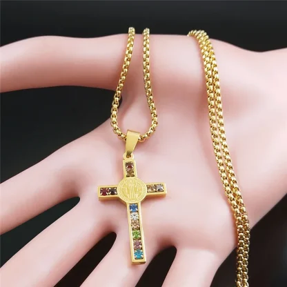 Colorful Luxury Cross Necklace - Image 2