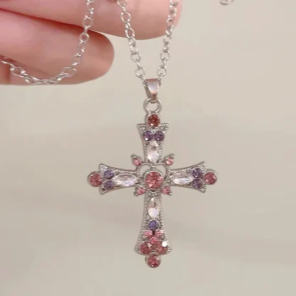 Women's Pink Cross Necklace - Image 5